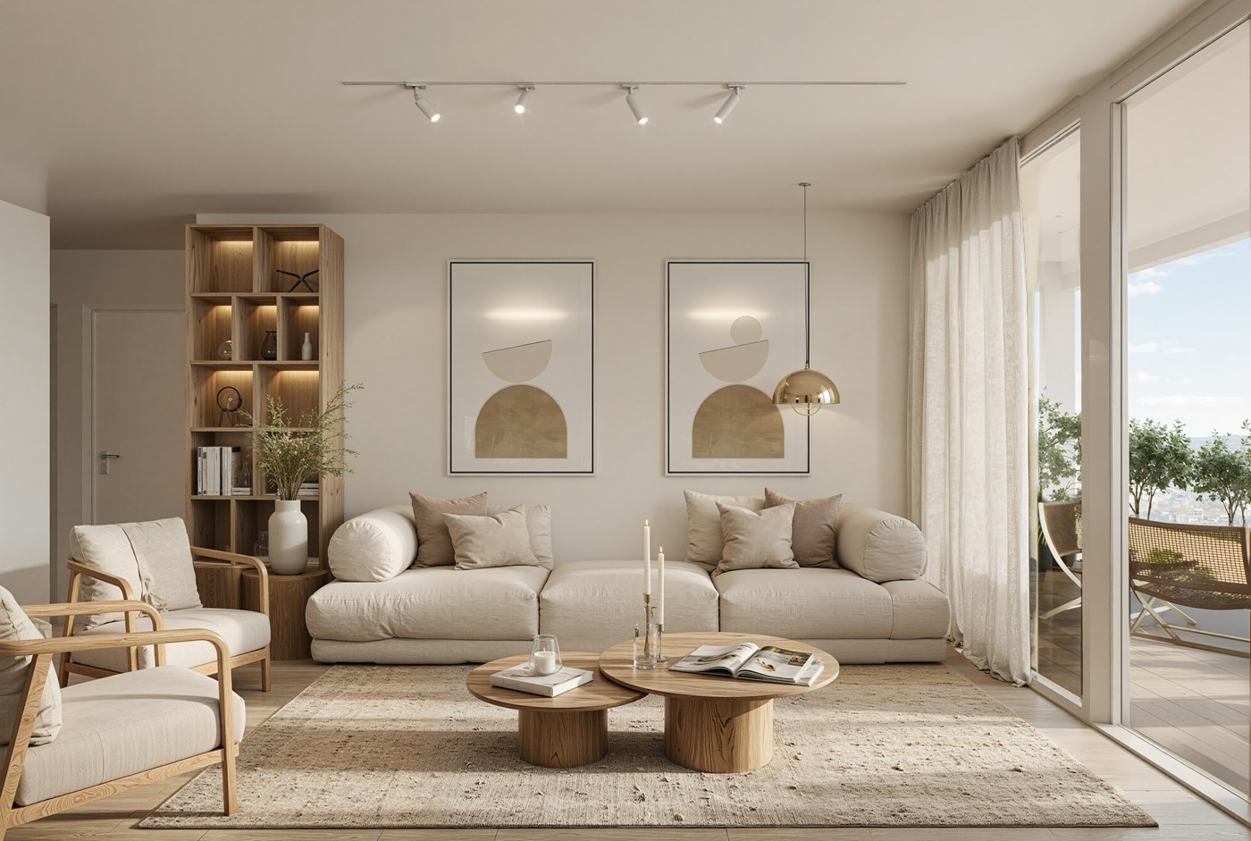 Séjour lumineux d'un appartement NEORA
